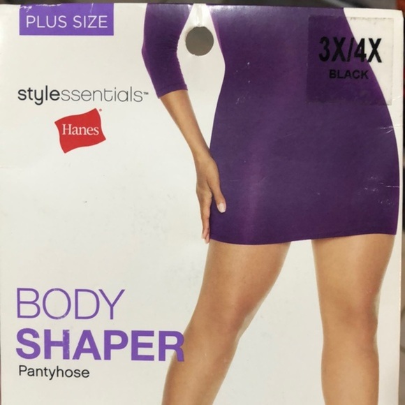 Hanes Style Essentials black Body Shaper silky sheer plus Pantyhose size 3X/4X - Picture 2 of 4